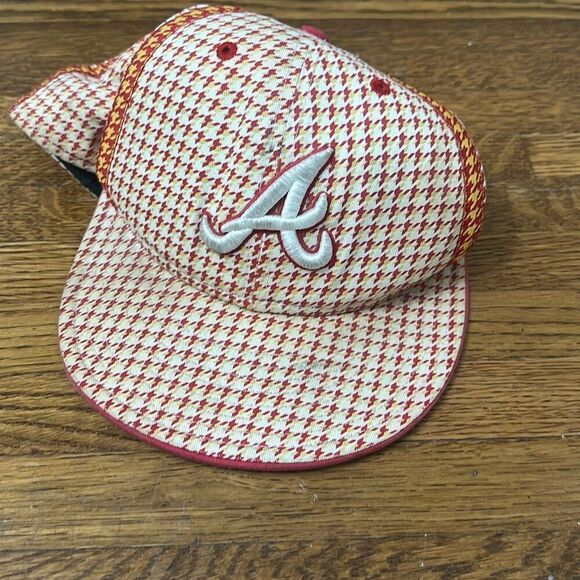 Vintage 2000's New Era Atlanta Braves Houndstooth 59Fifty Baseball Cap‎ 7 1/2 - Picture 1 of 8
